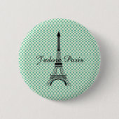 Badge Rond 5 Cm Tour Eiffel J'adore Paris (Devant)