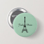 Badge Rond 5 Cm Tour Eiffel J'adore Paris (Devant & derrière)