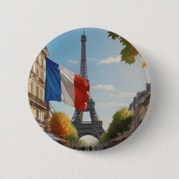 Badge Rond 5 Cm Tour Eiffel - Paris - France