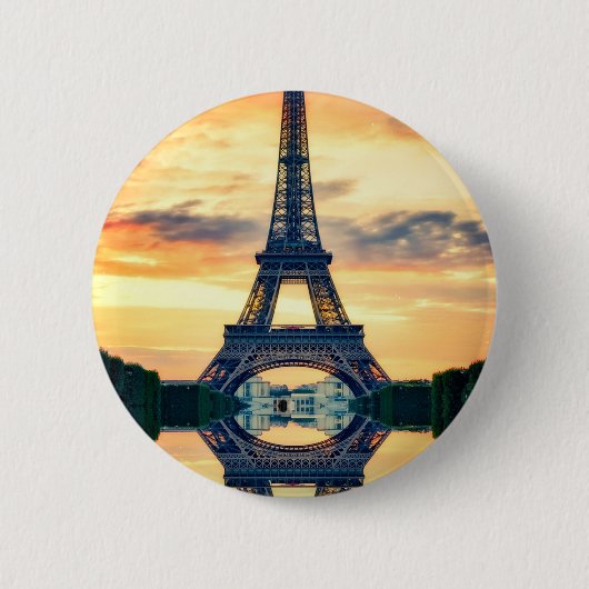 Badge Rond 5 Cm Tour Eiffel Paris Soirée européenne (Devant)