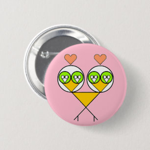 Badge Rond 5 Cm Tourbières mignonnes à coeur rose blanc