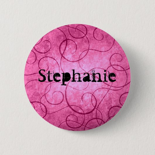 Badge Rond 5 Cm Tourbillons roses (Devant)