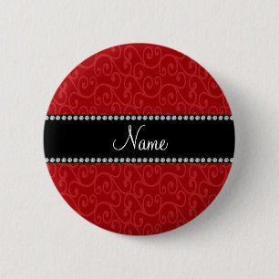 Badge Rond 5 Cm Tourbillons rouges de nom personnalisé