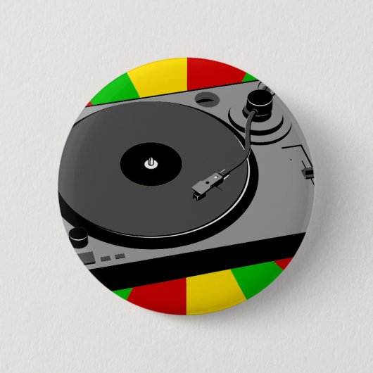 Badge Rond 5 Cm Tourne-disque de Rasta (Devant)