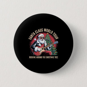 Badge Rond 5 Cm Tournée mondiale de Santa Claus Rocking Around The
