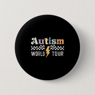 Badge Rond 5 Cm Tournée mondiale Vintage Autism pour soutenir la s