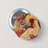 Badge Rond 5 Cm Tournesol Alphonse Mucha (Devant & derrière)