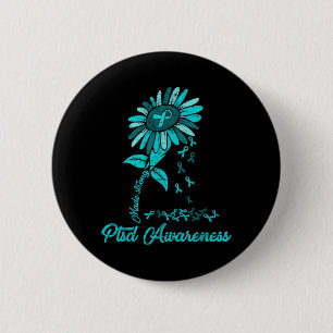 Badge Rond 5 Cm Tournesol de sensibilisation au SSPT Stress post-t