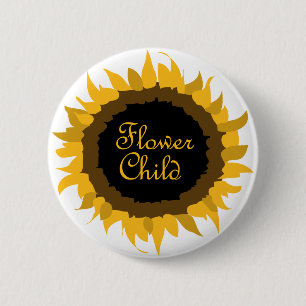 Badge Rond 5 Cm Tournesol d'enfant de fleur