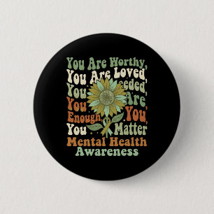 Badge Rond 5 Cm Tournesol Espoir Sensibilisation à la santé mental