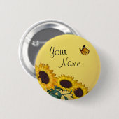 Badge Rond 5 Cm Tournesol et papillon (Devant & derrière)