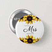 Badge Rond 5 Cm Tournesol Futur Mme Yellow White Mariage (Devant & derrière)