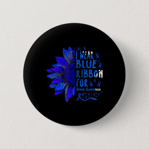Badge Rond 5 Cm Tournesol I porte du ruban bleu pour la sensibilis