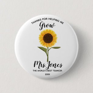 Badge Rond 5 Cm Tournesol jaune aidant à grandir