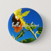 Badge Rond 5 Cm Tournesol Jaune Photo Hello Sunshine Script Bold (Devant)