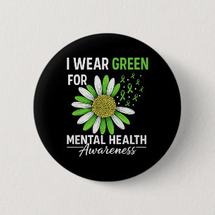 Badge Rond 5 Cm Tournesol Je Porte Du Vert Pour La Sensibilisation