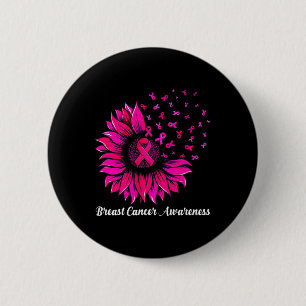 Badge Rond 5 Cm Tournesol Porter Pink Breath Cancer Sensibilisatio