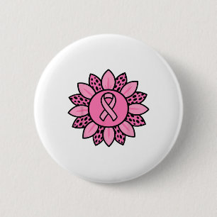 Badge Rond 5 Cm Tournesol rose Ruban Breast Sensibilisation au can
