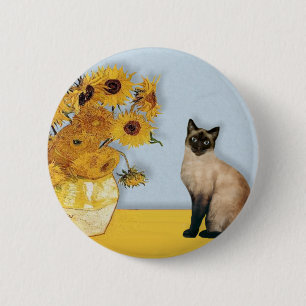 Badge Rond 5 Cm Tournesol - Seal Point Chat siamois