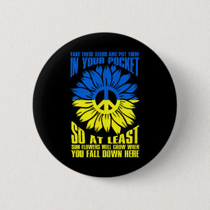 Badge Rond 5 Cm Tournesol Ukraine Paix