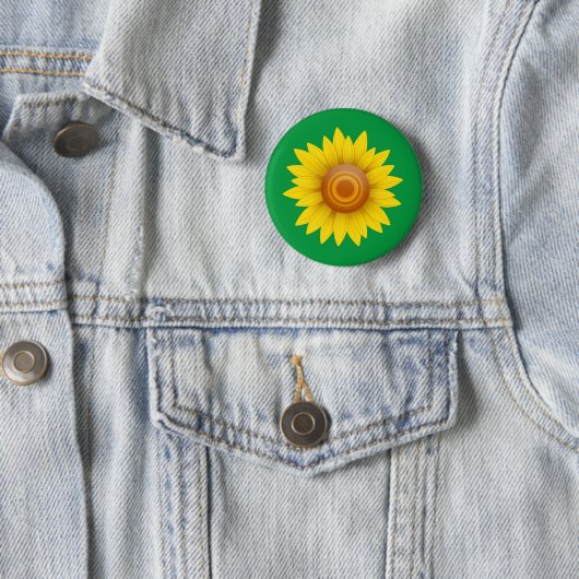 Badge Rond 5 Cm Tournesol vert (En situation)