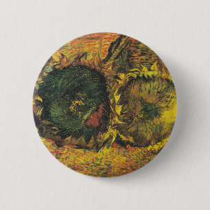 Badge Rond 5 Cm Tournesols de Van Gogh - Art floral doré vintage