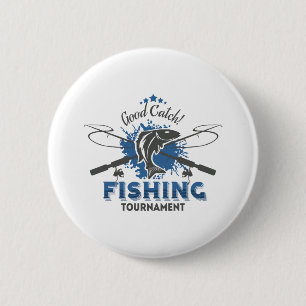 Badge Rond 5 Cm Tournoi de pêche, poisson, pêcheur, lac, océan, me