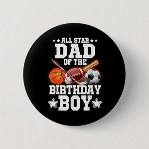 Badge Rond 5 Cm Tous Les Étoiles Papa De L'Anniversaire Boy Basket
