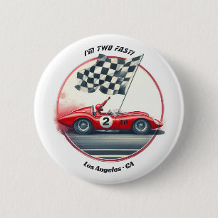 Badge Rond 5 Cm Tout âge voiture de course personnalisable Anniver