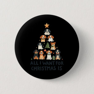 Badge Rond 5 Cm Tout Ce Que Je Veux Pour Noël C'Est Chiens Xmas Tr