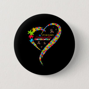 Badge Rond 5 Cm Tout le monde communique différemment Cœur Sensibi