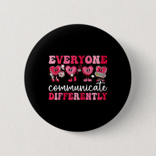 Badge Rond 5 Cm Tout le monde communique différemment Heart Autism