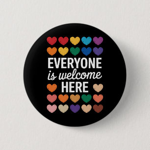Badge Rond 5 Cm Tout le monde est le bienvenu ici LGBTQ