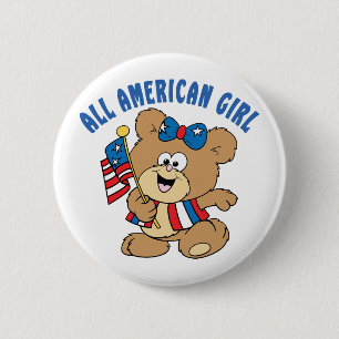 Badge Rond 5 Cm Tout l'ours américain de fille