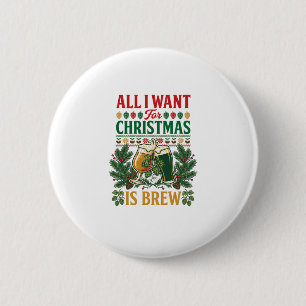 Badge Rond 5 Cm Tout Verre à bière de Noël Brew Pins Sapin