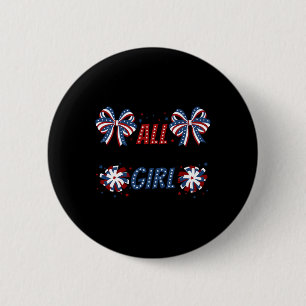 Badge Rond 5 Cm Toute Américaine 4 Juillet Coquette Bows American