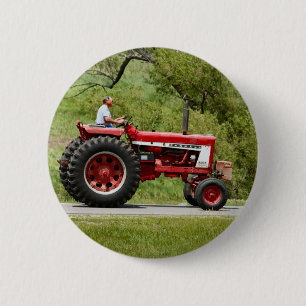 Badge Rond 5 Cm Tracteur rouge