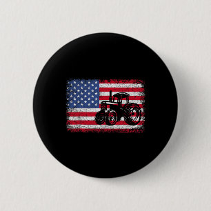 Badge Rond 5 Cm Tracteurs agricoles Drapeau USA Cadeau patriotique