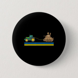 Badge Rond 5 Cm Tracteurs au-dessus des chars Ukraine Je suis en U