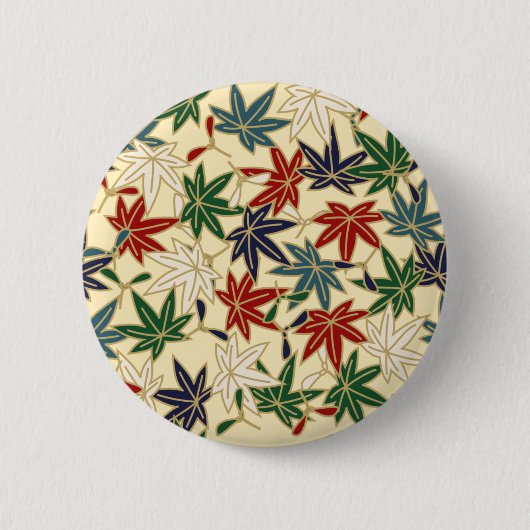 Badge Rond 5 Cm Traditional Japanese Maple Leaf Patterns (Devant)