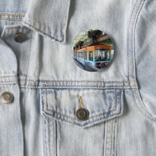 Badge Rond 5 Cm Train flottant Orange Blue Wuppertal