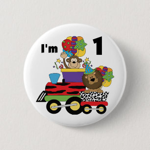 Badge Rond 5 Cm Train Jungle 1er Anniversaire T-shirts et cadeaux