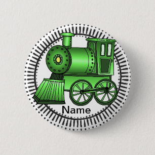 Badge Rond 5 Cm Train vert à broche ronde