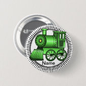 Badge Rond 5 Cm Train vert à broche ronde (Devant & derrière)