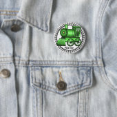 Badge Rond 5 Cm Train vert à broche ronde (En situation)