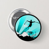 Badge Rond 5 Cm traînée de poudre de ski (Devant & derrière)