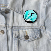 Badge Rond 5 Cm traînée de poudre de ski (En situation)