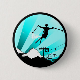 Badge Rond 5 Cm traînée de poudre de ski