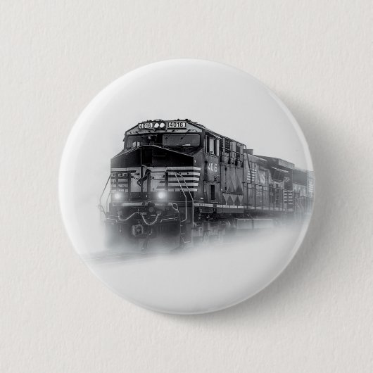 Badge Rond 5 Cm Trains de train noir et blanc (Devant)
