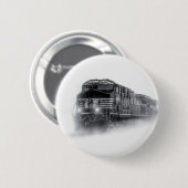 Badge Rond 5 Cm Trains de train noir et blanc (Devant & derrière)